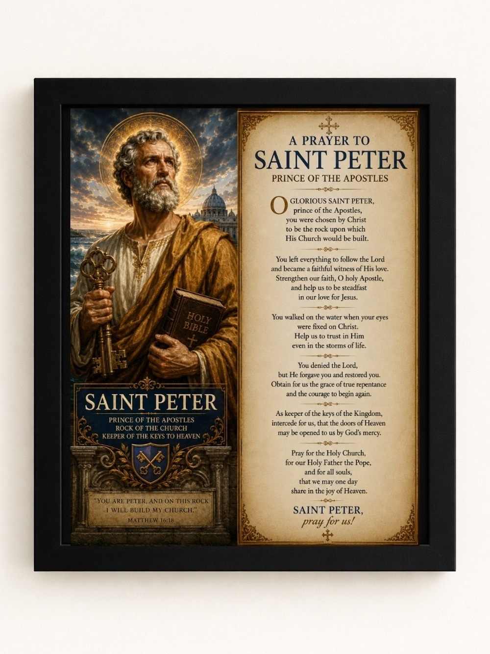 Saint Peter Prayer A.I. Art Print 8x10 Frame